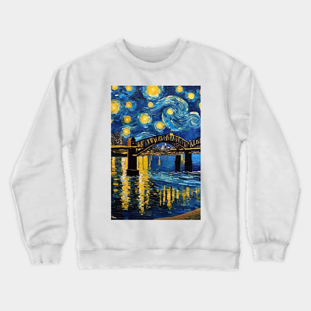 Vincent van Gogh starry night style Sydney Crewneck Sweatshirt by Spaceboyishere